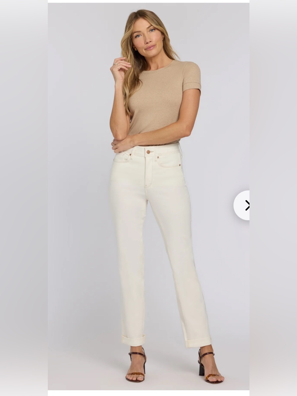 NYDJ Marilyn Ecru Straight Jeans
